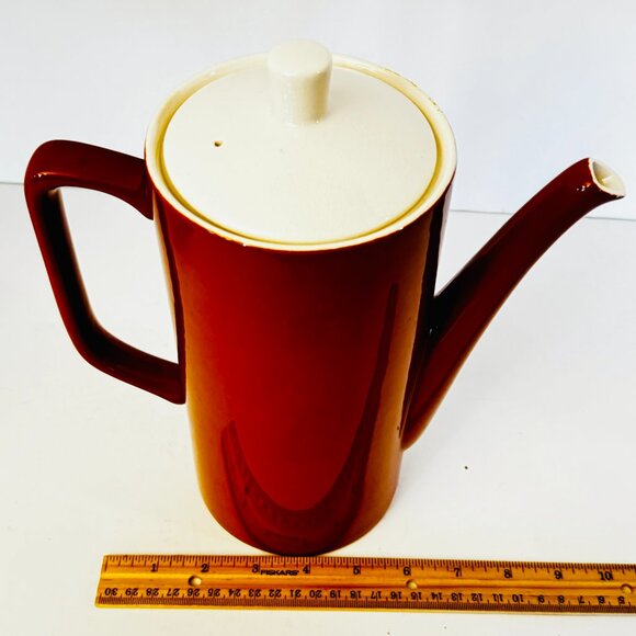 Style House Japan Ironstone Monterrey Brown Coffee Teapot Tall Pitcher Lid Vtg - Picture 15 of 15